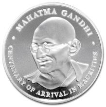 Rs100 Silver Coin to Commemorate the Centenary of the Arrival of Mahatma Gandhi in Mauritius